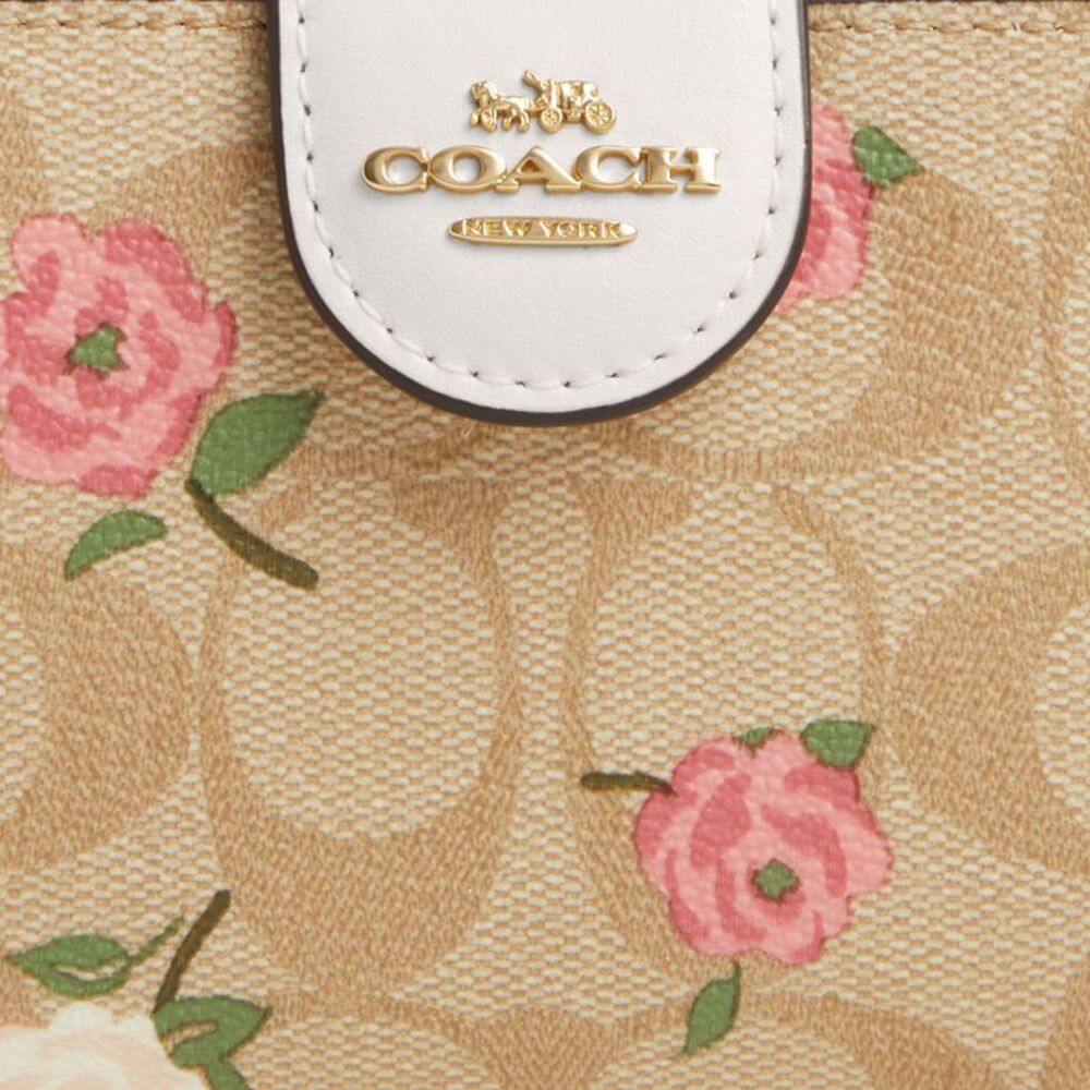 NWT Coach Outlet Medium Corner Zip Wallet In Signature Canvas  Floral Print - Picture 3 of 5